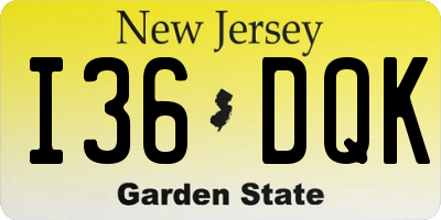 NJ license plate I36DQK