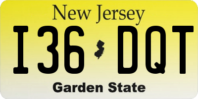 NJ license plate I36DQT