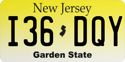 NJ license plate I36DQY