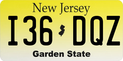 NJ license plate I36DQZ