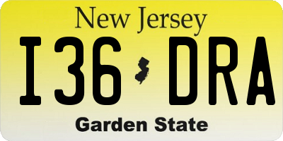 NJ license plate I36DRA