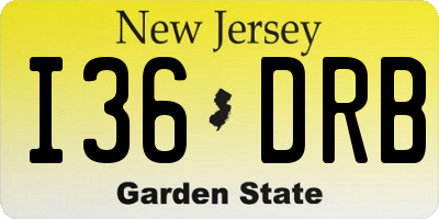 NJ license plate I36DRB