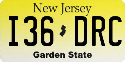 NJ license plate I36DRC