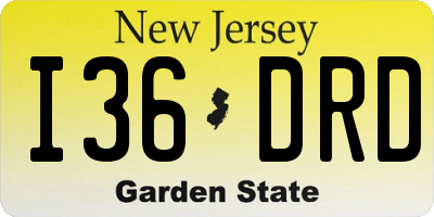 NJ license plate I36DRD