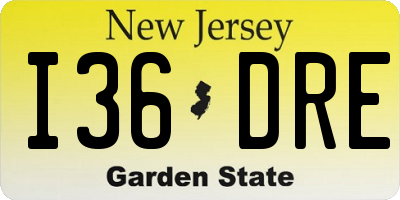 NJ license plate I36DRE