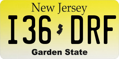 NJ license plate I36DRF