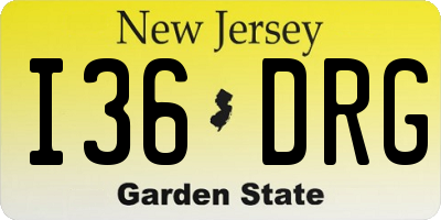 NJ license plate I36DRG