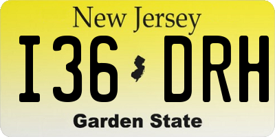 NJ license plate I36DRH