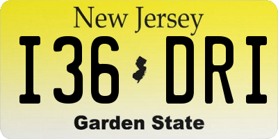 NJ license plate I36DRI