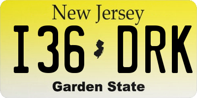 NJ license plate I36DRK