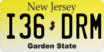 NJ license plate I36DRM