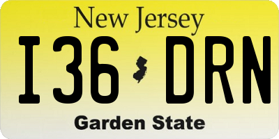 NJ license plate I36DRN