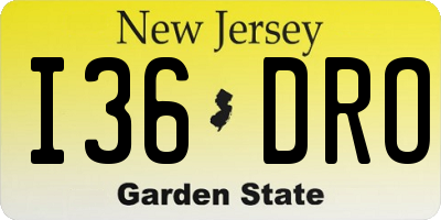 NJ license plate I36DRO