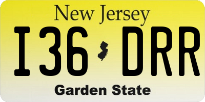 NJ license plate I36DRR