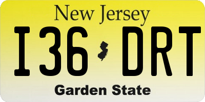 NJ license plate I36DRT
