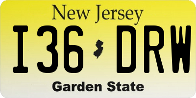 NJ license plate I36DRW
