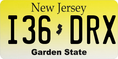 NJ license plate I36DRX