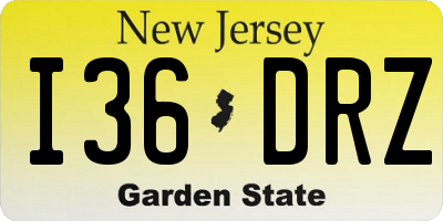 NJ license plate I36DRZ