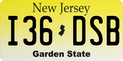 NJ license plate I36DSB