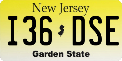 NJ license plate I36DSE