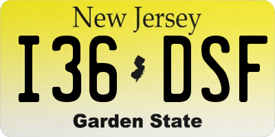 NJ license plate I36DSF
