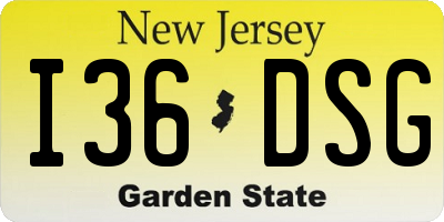 NJ license plate I36DSG