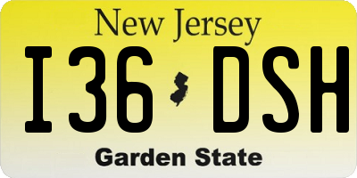 NJ license plate I36DSH