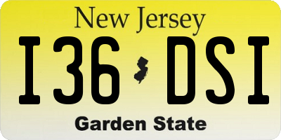 NJ license plate I36DSI