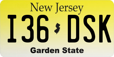 NJ license plate I36DSK
