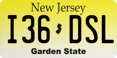 NJ license plate I36DSL