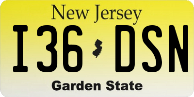 NJ license plate I36DSN