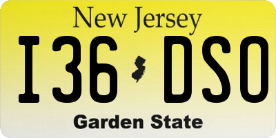 NJ license plate I36DSO