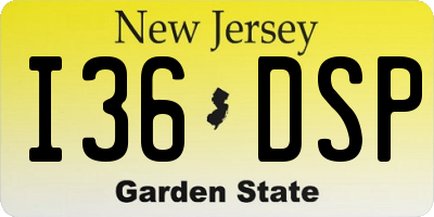 NJ license plate I36DSP