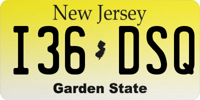 NJ license plate I36DSQ