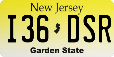 NJ license plate I36DSR