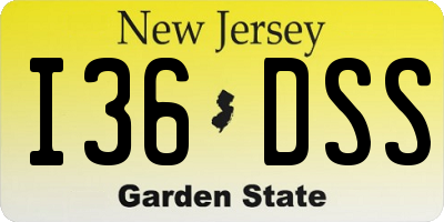 NJ license plate I36DSS