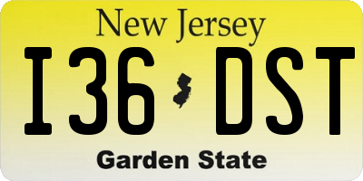 NJ license plate I36DST