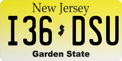 NJ license plate I36DSU