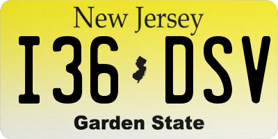 NJ license plate I36DSV