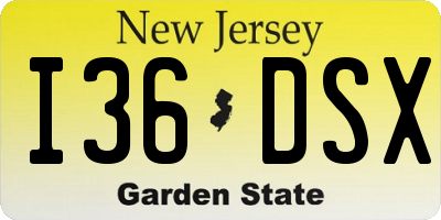 NJ license plate I36DSX