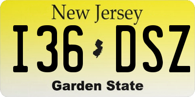 NJ license plate I36DSZ