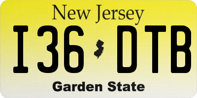 NJ license plate I36DTB
