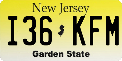 NJ license plate I36KFM