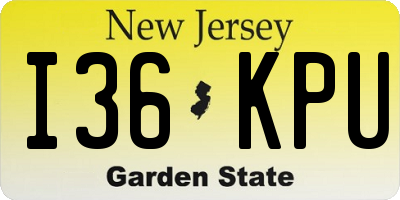 NJ license plate I36KPU