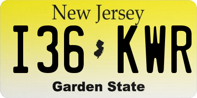 NJ license plate I36KWR