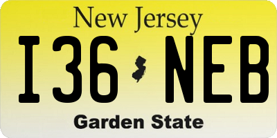 NJ license plate I36NEB