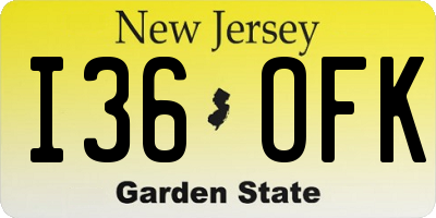 NJ license plate I36OFK