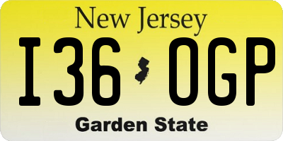 NJ license plate I36OGP