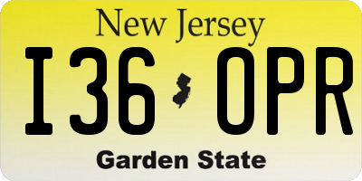 NJ license plate I36OPR