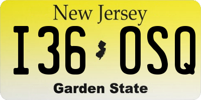 NJ license plate I36OSQ